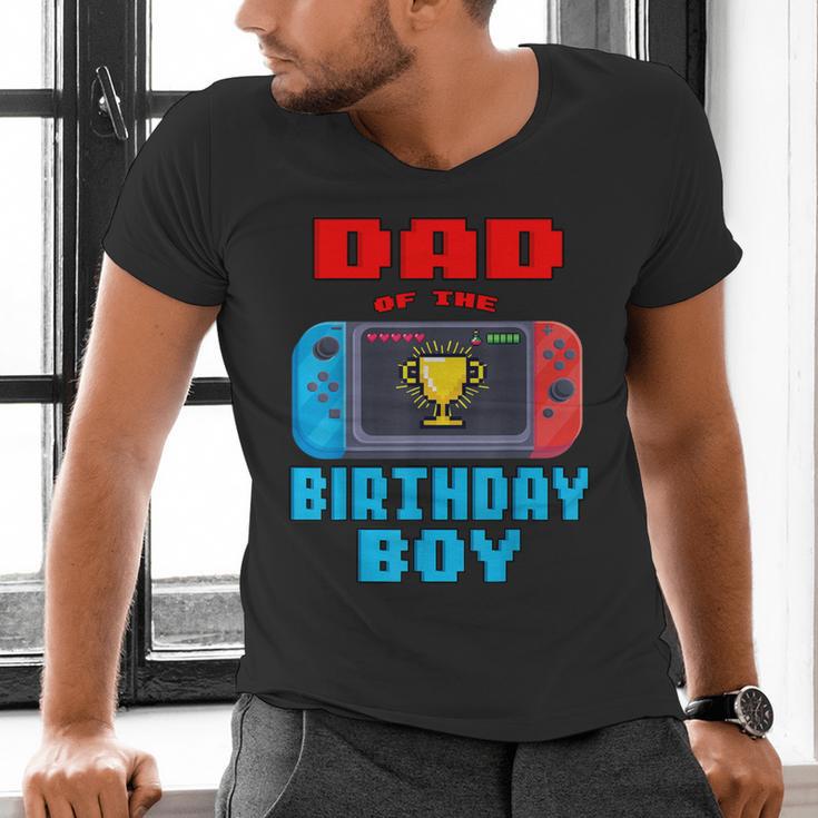 Dad Of The Birthday Boy Video Games Theme Bday Matching Men's V-Neck T-Shirt