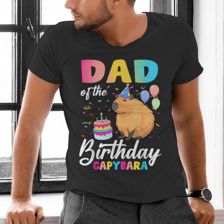 Dad Of The Birthday Capybara Girl Bday Party Family Men's V-Neck T-Shirt