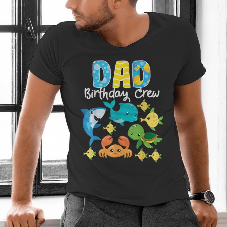 Dad Birthday Crew Sea Ocean Fish Aquarium Bday Party Men's V-Neck T-Shirt