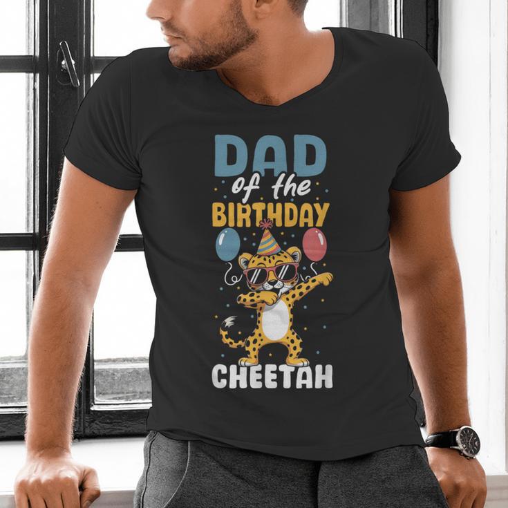 Dad Of The Birthday Girl Boy Cheetah Men's V-Neck T-Shirt Dad Of The Birthday Girl Boy Cheetah Men's V-Neck T-Shirt