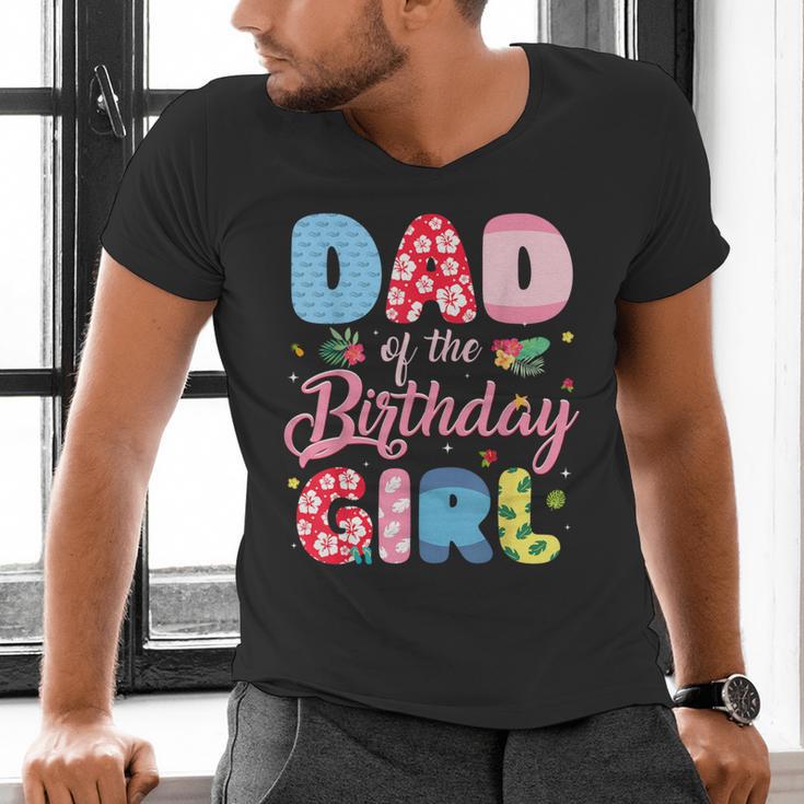 Dad Of The Birthday Girl Family Summer Beach Birthday Party Men's V-Neck T-Shirt