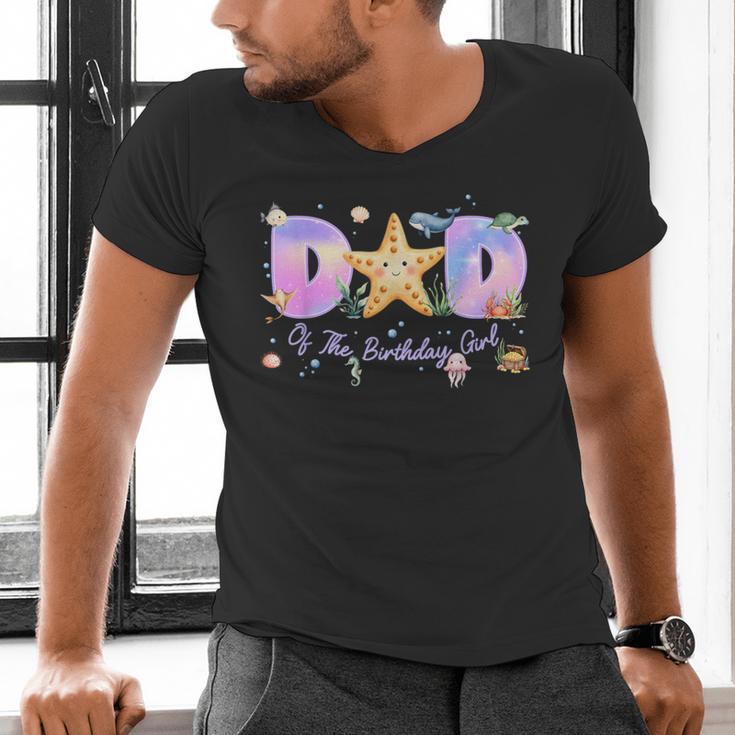 Dad Of The Birthday Girl One-Der The Sea Family Matching Men's V-Neck T-Shirt