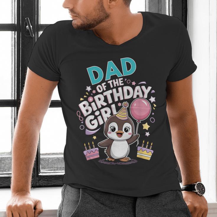 Dad Of The Birthday Girl Pesto Baby Penguin Party Men's V-Neck T-Shirt