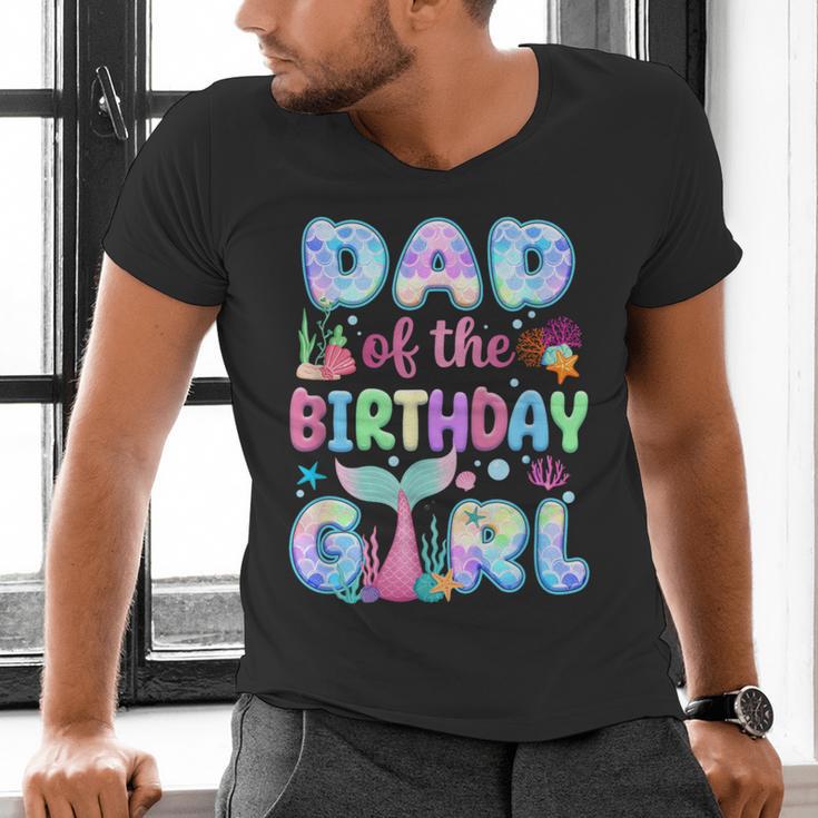 Dad Of The Birthday Mermaid Girl Family Matching Party Men's V-Neck T-Shirt