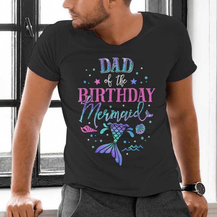 Dad Of The Birthday Mermaid Party Matching Family Daddy Men's V-Neck T-Shirt