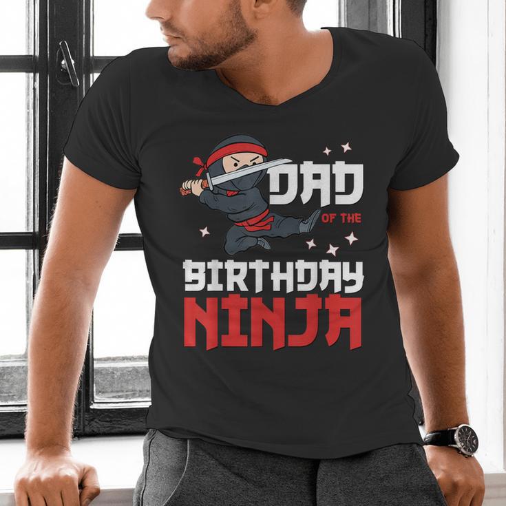 Dad Of The Birthday Ninja Daddy Party Best Father Boy Pop Men's V-Neck T-Shirt