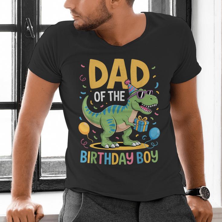 Dad Of The Birthday Party Outfit Dinosaur Squad Daddy Men's V-Neck T-Shirt