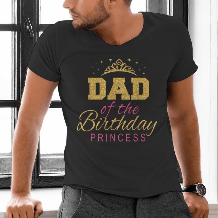 Dad Of The Birthday Princess Girls Party Small Men's V-Neck T-Shirt