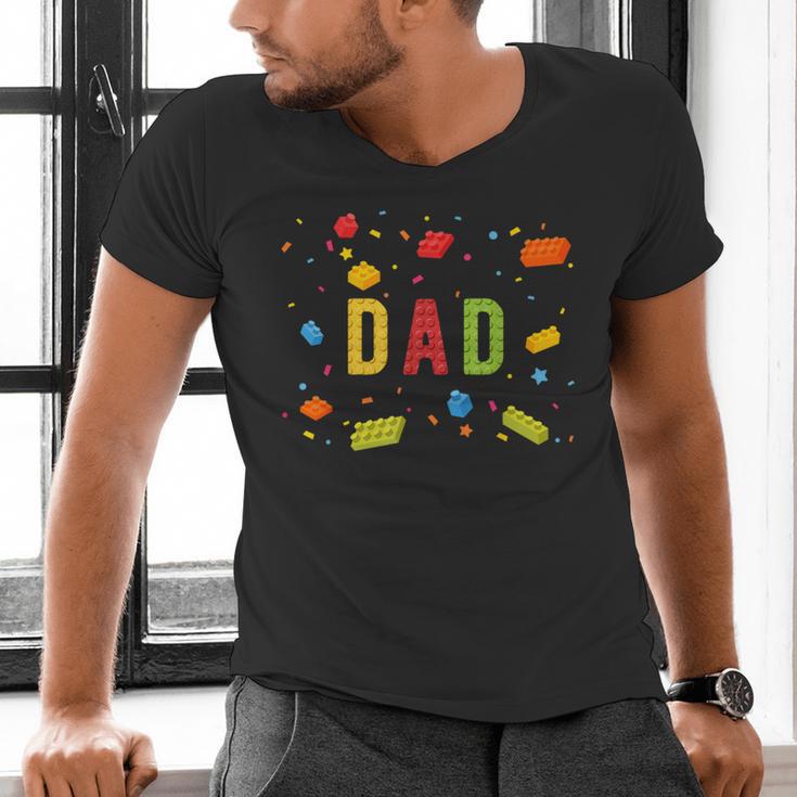 Dad Building Blocks Birthday Boy Men's V-Neck T-Shirt