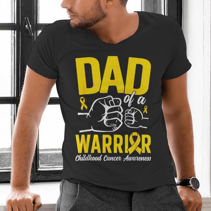 Dad Of A Childhood Cancer Warrior Childhood Cancer Awareness Men's V-Neck T-Shirt Dad Of A Childhood Cancer Warrior Childhood Cancer Awareness Men's V-Neck T-Shirt