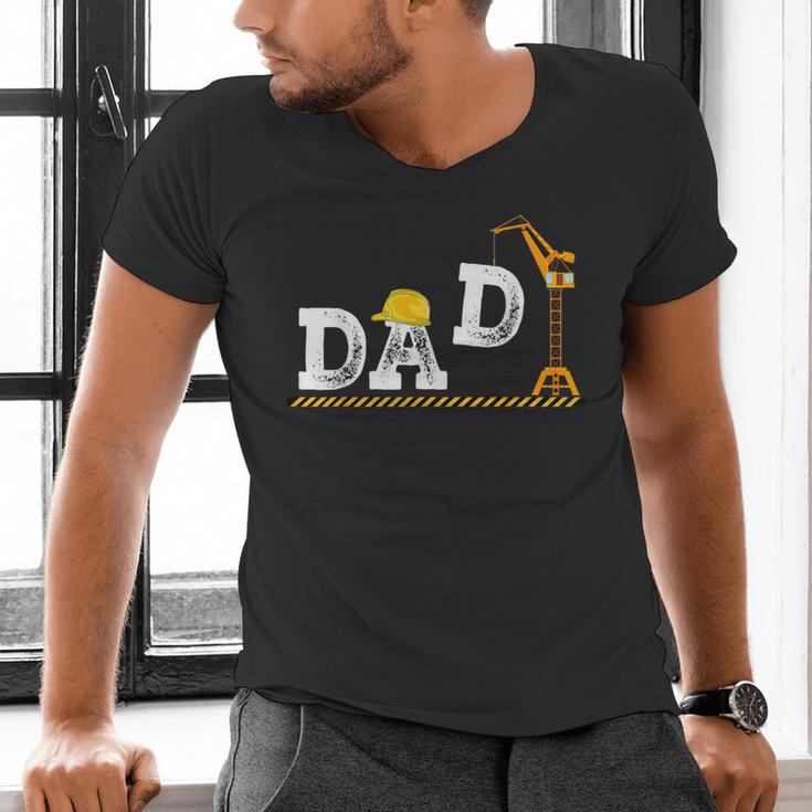 Dad Construction Excavator Family Matching Bday Party Men's V-Neck T-Shirt