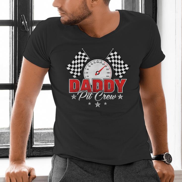 Dad Daddy Pit Crew Race Car Birthday Racing Party Men's V-Neck T-Shirt