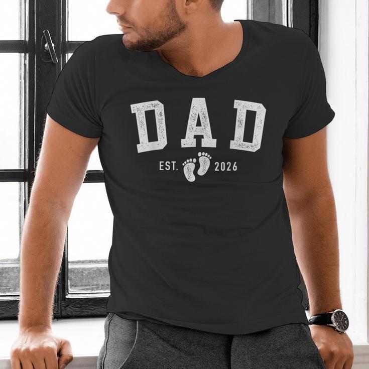 Dad Est 2026 Baby Feet First Time Daddy Men's V-Neck T-Shirt Dad Est 2026 Baby Feet First Time Daddy Men's V-Neck T-Shirt