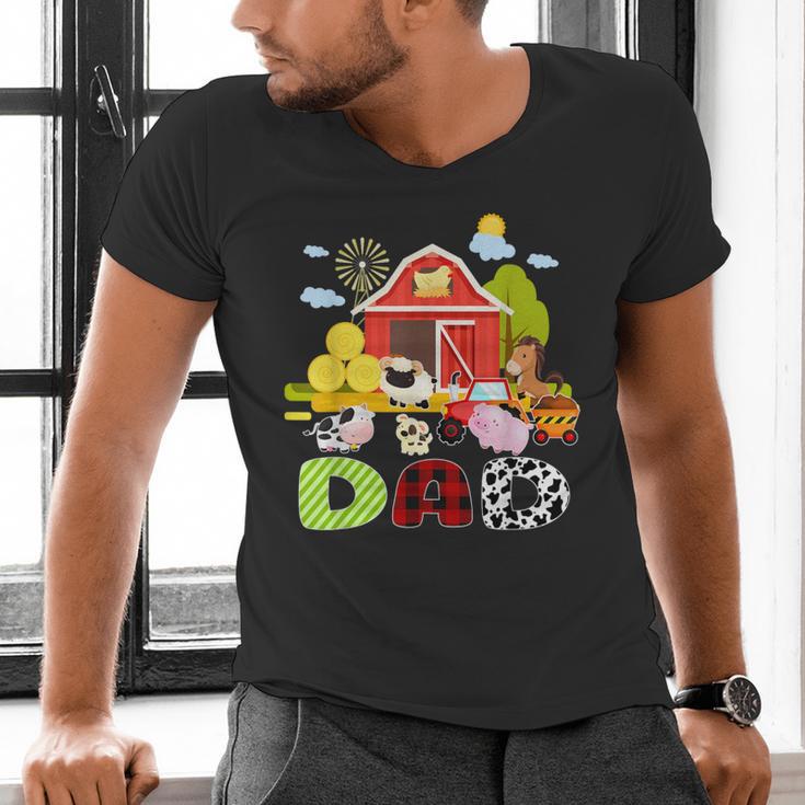 Dad Farm Animal Birthday Family Matching Party Men's V-Neck T-Shirt