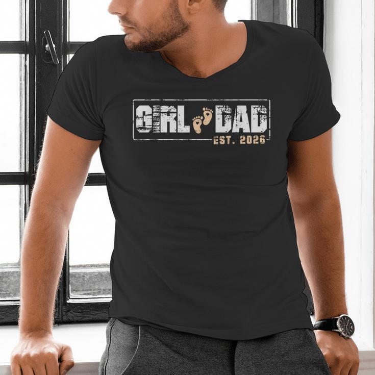 Dad Of Girl Est 2026 Baby Reveal First Father's Day Newborn Men's V-Neck T-Shirt