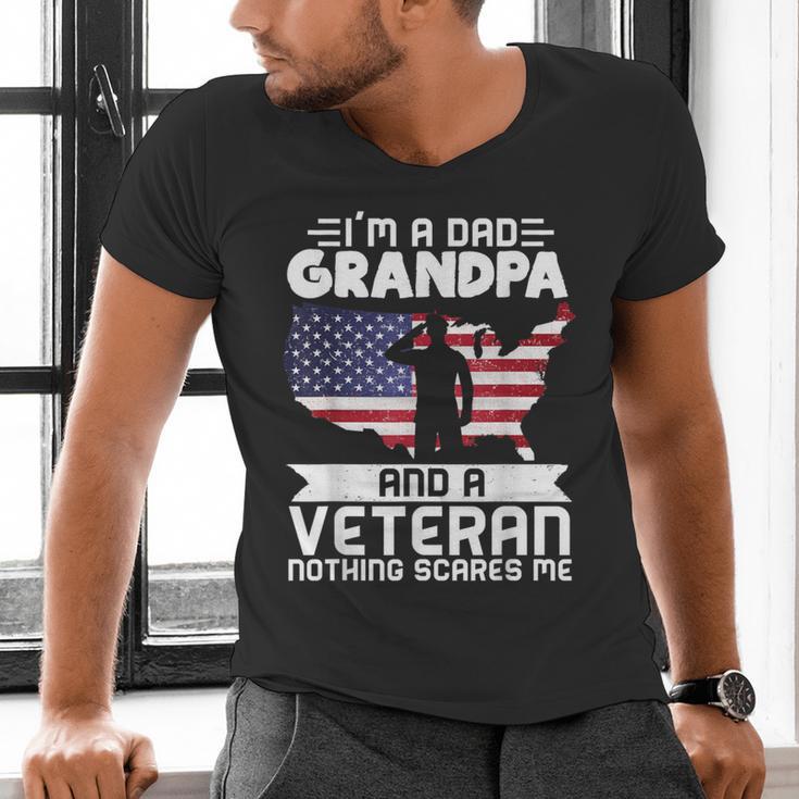Dad Grandpa Veteran Nothing Scares Patriotic Veterans Day Men's V-Neck T-Shirt