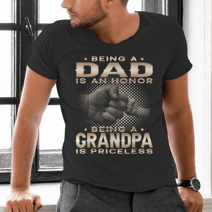 Being a Dad Is An Honor Grandpa Is Priceless Fathers Day Men's V-Neck T-Shirt