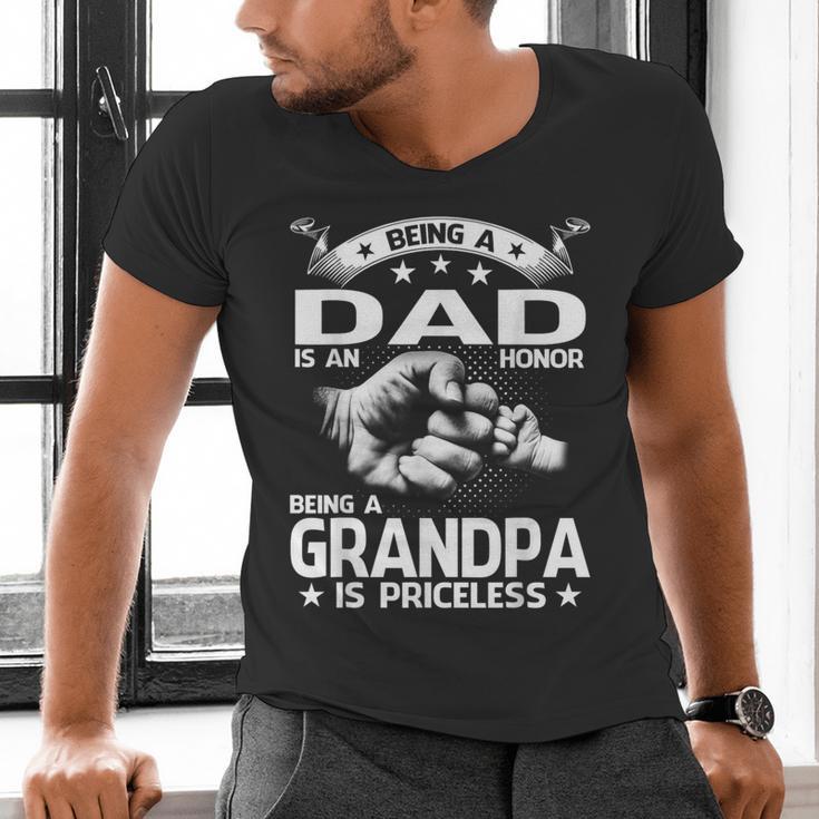 Being A Dad Is An Honor Being A Grandpa Is Priceless Men's V-Neck T-Shirt