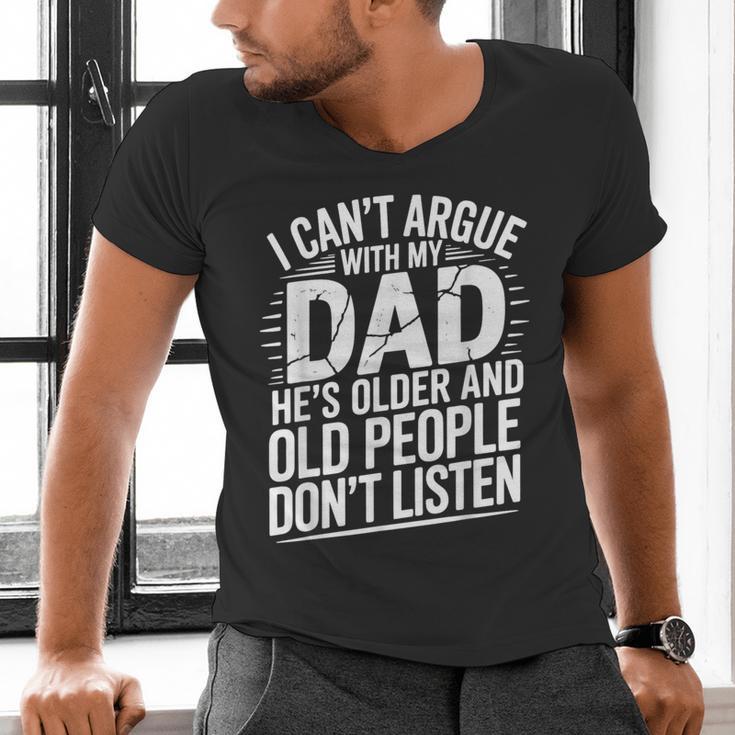 Dad Jokes Can't Argue With My Dad He's Old Retro Humor Men's V-Neck T-Shirt