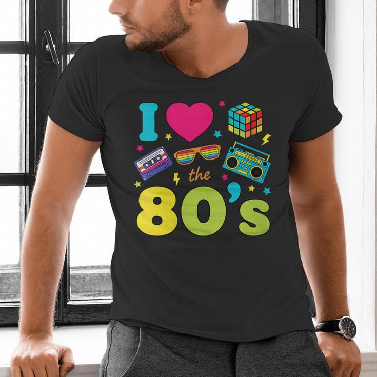 Dad I Love The 80's Retro 80s Nostalgia For Dad Men's V-Neck T-Shirt