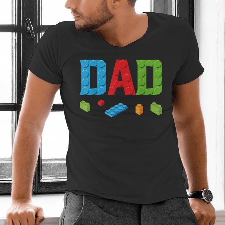 Dad Master Builder Building Bricks Blocks Family Set Parents Small Men's V-Neck T-Shirt