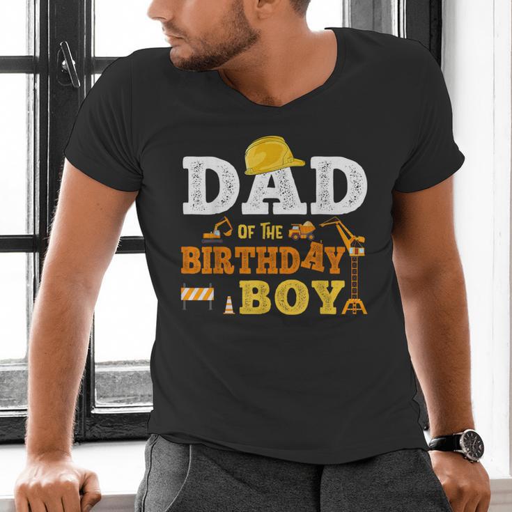 Dad Mom Of The Birthday Boy Kid Construction Matching Family Men's V-Neck T-Shirt