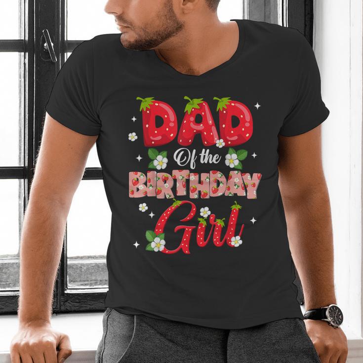 Dad And Mom Birthday Girl Strawberry Berry Sweet One Two Men's V-Neck T-Shirt Dad And Mom Birthday Girl Strawberry Berry Sweet One Two Men's V-Neck T-Shirt