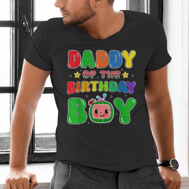 Dad And Mom Daddy Of The Birthday Boy Tee Melon Family Party Men's V-Neck T-Shirt