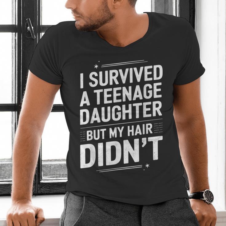 Dad Mom I Survived Teenage Daughter Survivor Men's V-Neck T-Shirt