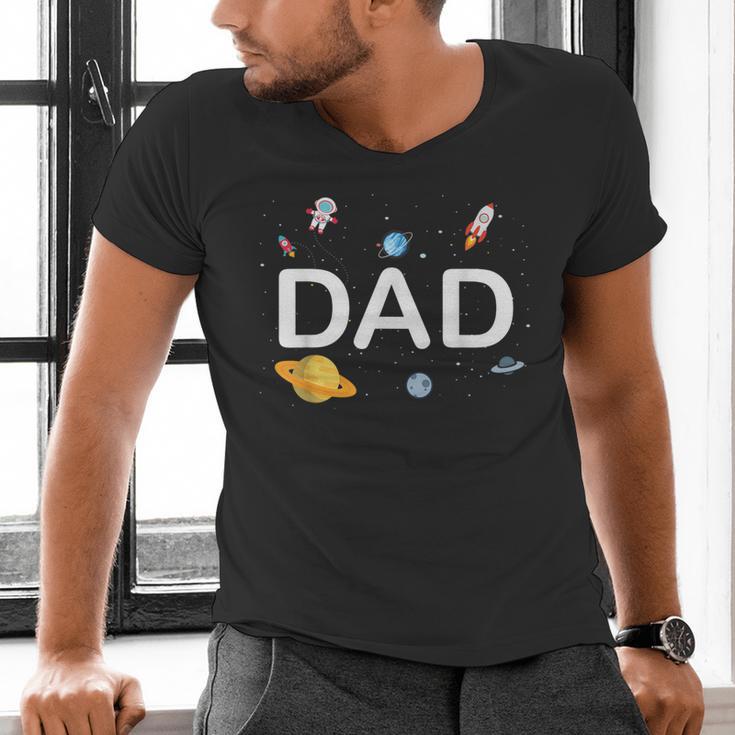 Dad Outer Space Birthday Party Family Boys Girls Men's V-Neck T-Shirt