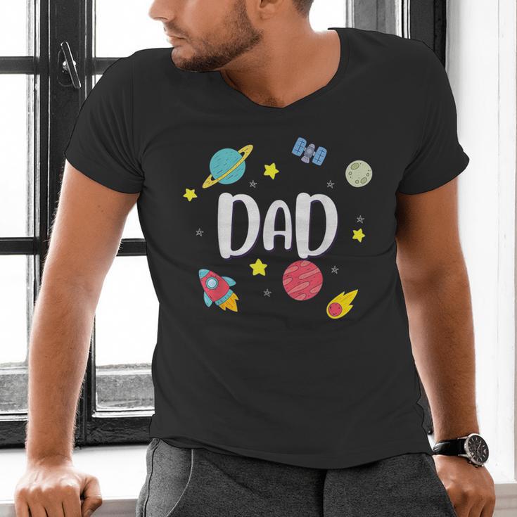 Dad Outer Space Galaxy Birthday For Family Men's V-Neck T-Shirt Dad Outer Space Galaxy Birthday For Family Men's V-Neck T-Shirt