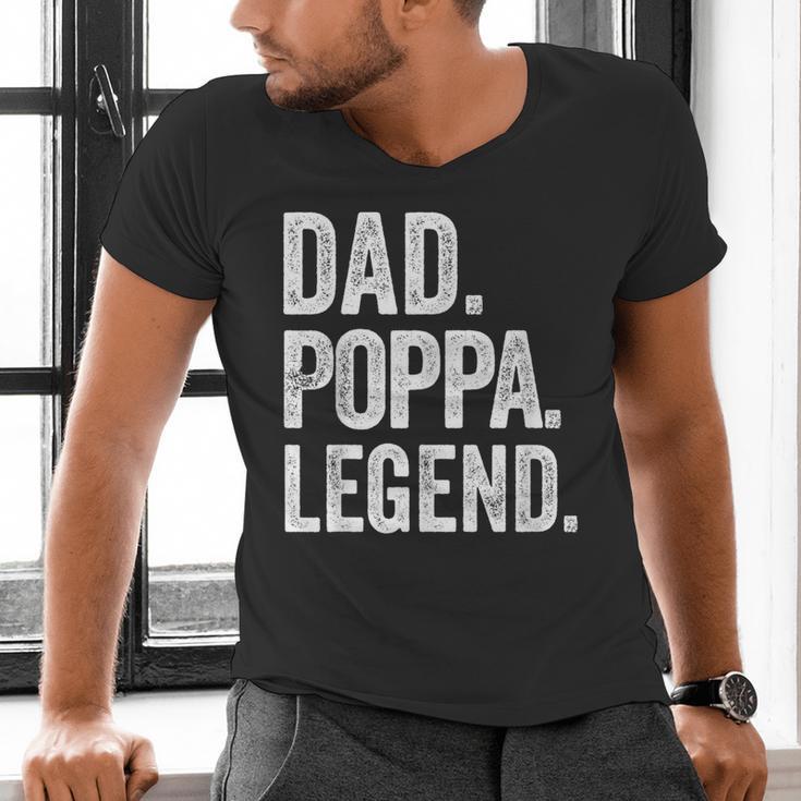 Dad Poppa Legend Vintage Distressed Bold Poppa Graphic Men's V-Neck T-Shirt