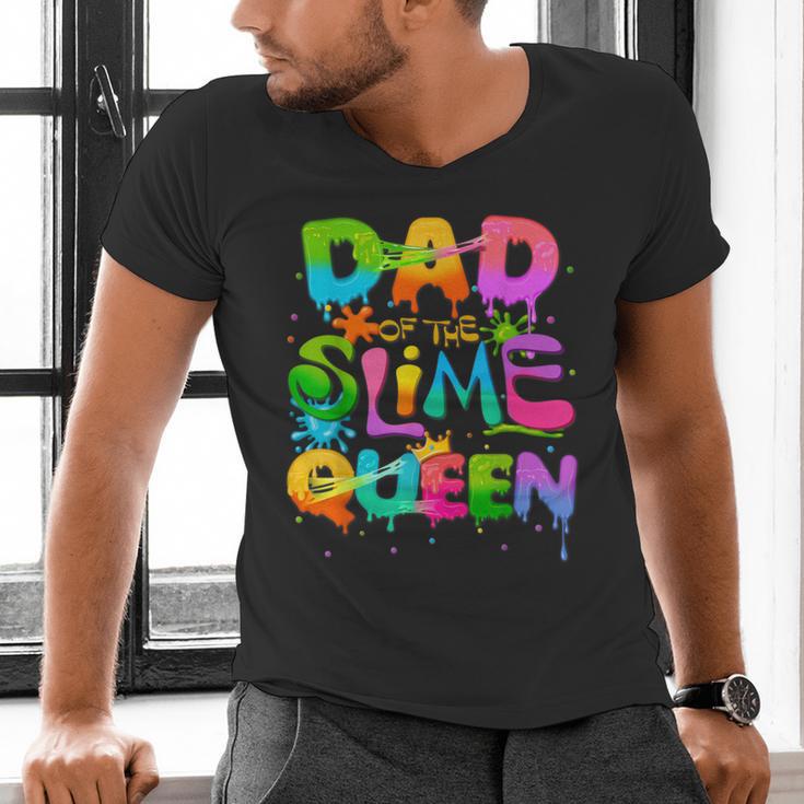 Dad Of The Slime Queen Birthday Family Matching Party Men's V-Neck T-Shirt