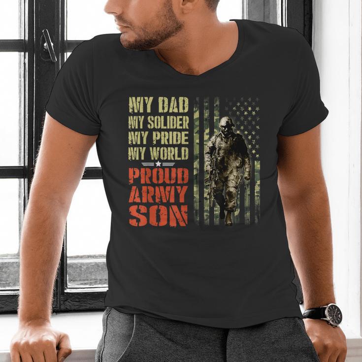 My Dad Is A Soldier Hero Proud Army Son US Military Men's V-Neck T-Shirt