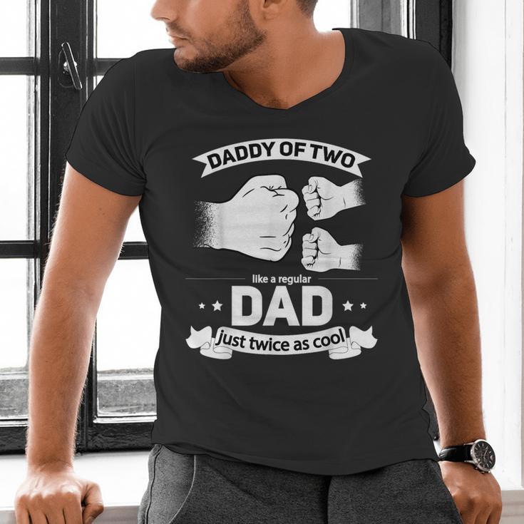 Dad Squared Fathers Day Dad Of Two Cool Daddy Of 2 Men's V-Neck T-Shirt