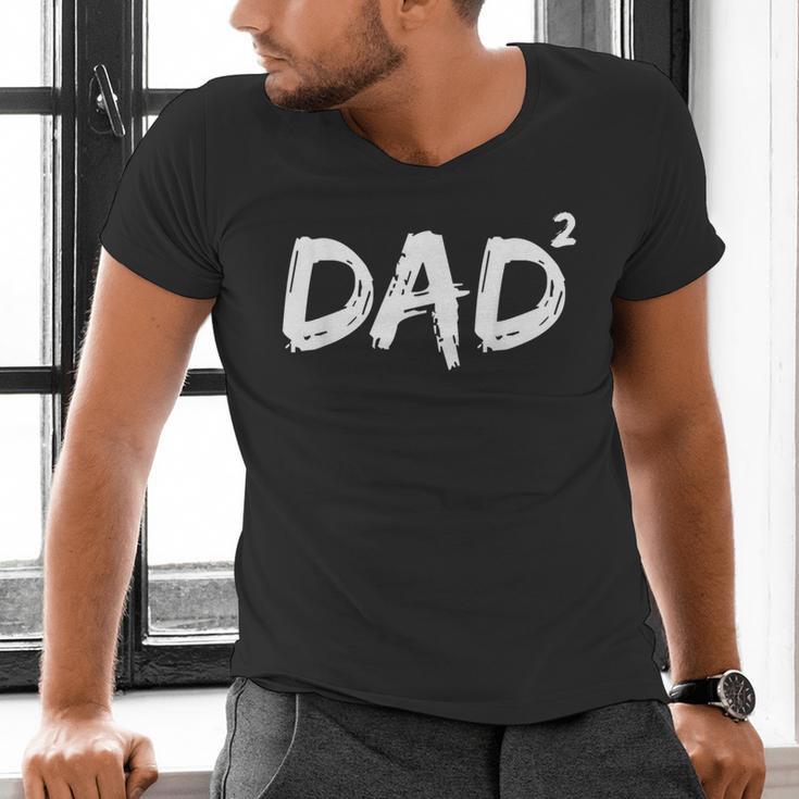 Dad Squared Shirt Father Of Two Kids Daddy Again Shirt Men's V-Neck T-Shirt