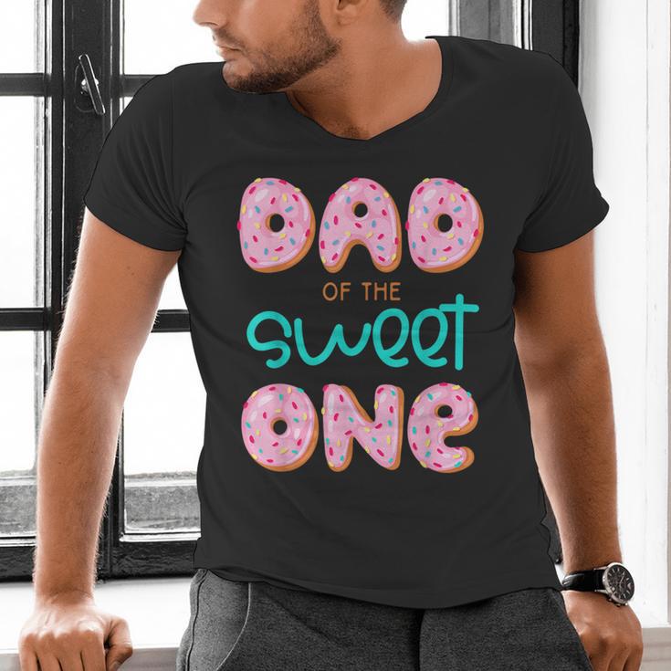 Dad Of Sweet One First Birthday Matching Family Donut Theme Men's V-Neck T-Shirt Dad Of Sweet One First Birthday Matching Family Donut Theme Men's V-Neck T-Shirt