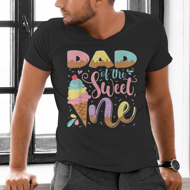 Dad Of The Sweet One Ice Cream 1St Birthday Party Men's V-Neck T-Shirt