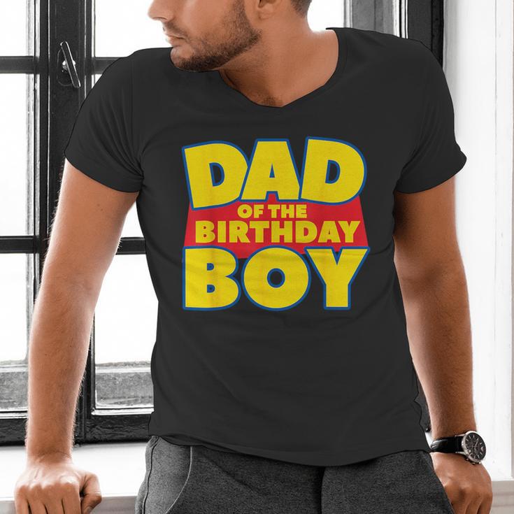 Dad Of The Toy Birthday Boy Story Theme B-Day Men's V-Neck T-Shirt