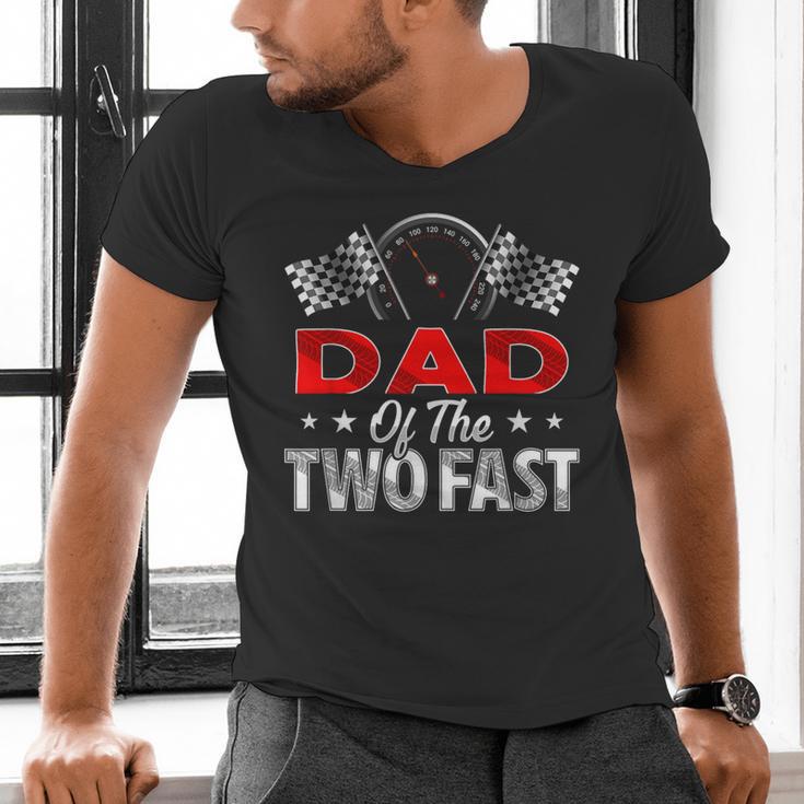 Dad Of The Two Fast Second Birthday Racing Car Family Men's V-Neck T-Shirt