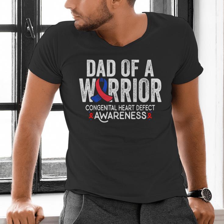 Dad Of a Warrior CHD Congenital Heart Defect Awareness CHD Men's V-Neck T-Shirt Dad Of a Warrior CHD Congenital Heart Defect Awareness CHD Men's V-Neck T-Shirt