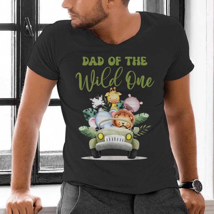 Dad Of The Wild One 1st Birthday Safari Family Matching Men's V-Neck T-Shirt
