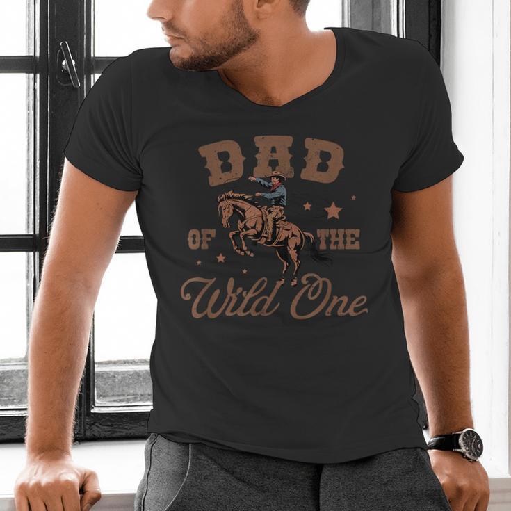 Dad Of The Wild One Cowboy Western Rodeo Party Matching Men's V-Neck T-Shirt