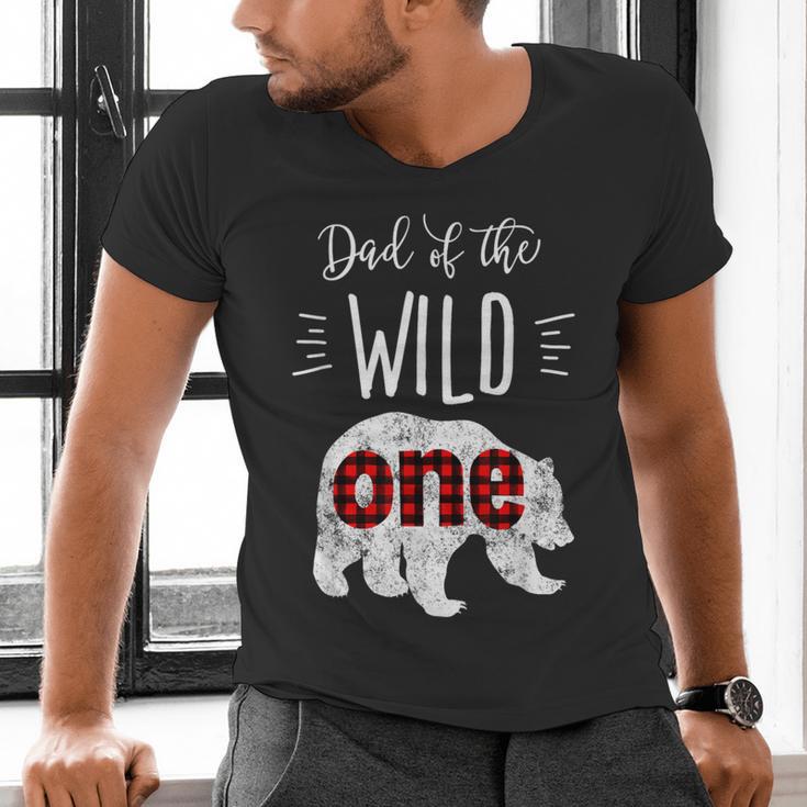 Dad Of The Wild One Shirt Bear Lumberjack 1st Birthday Tee Men's V-Neck T-Shirt