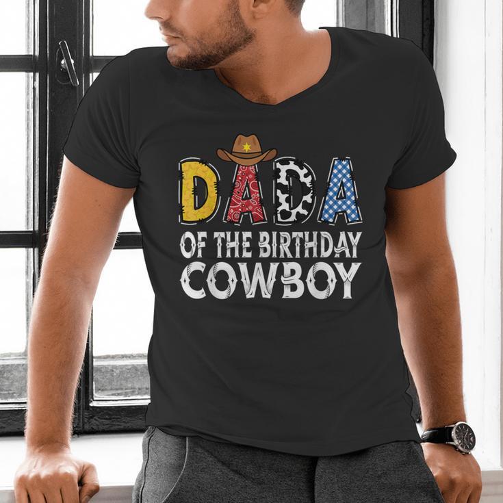 Dada 1st Birthday Cowboy Western Dada Birthday Boy Men's V-Neck T-Shirt