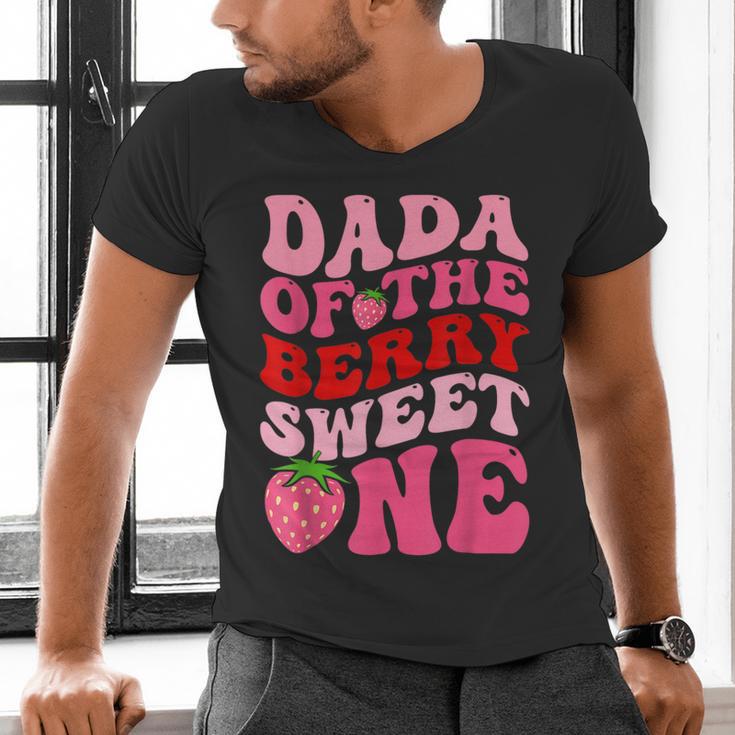Dada Of The Berry Sweet One Strawberry First Birthday Men's V-Neck T-Shirt
