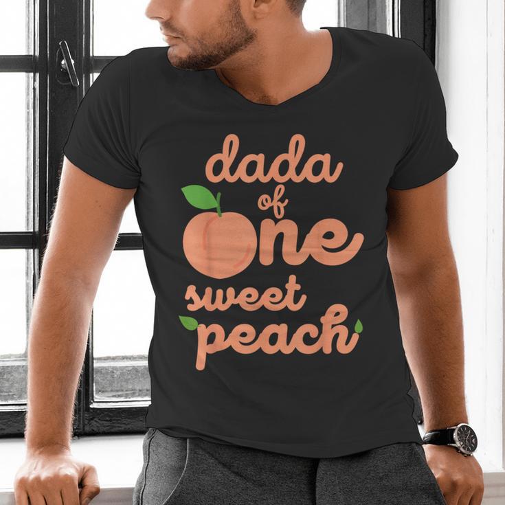 Dada Dad First Birthday One Sweet Peach Bday Family Matching Men's V-Neck T-Shirt