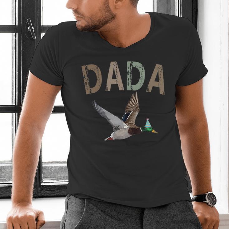 Dada Duck Hunting One Lucky Duck 1st Birthday Family Party Men's V-Neck T-Shirt