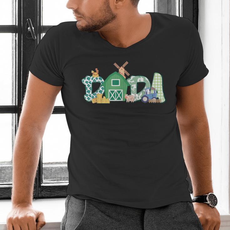 Dada Farm Animal Birthday Family Matching Party Dad Father Men's V-Neck T-Shirt