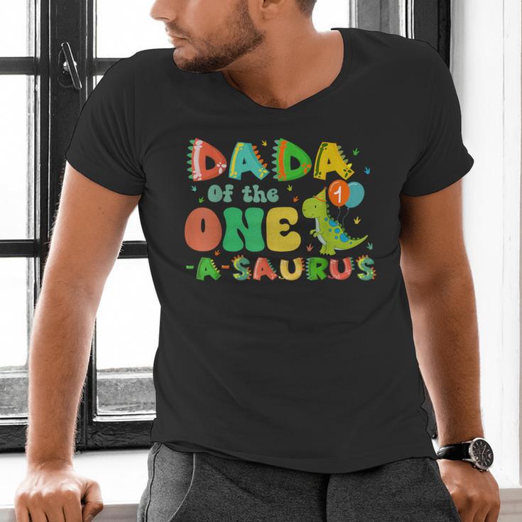 Dada Of The One-A-Saurus 1st Birthday Boy Dinosaur Family Men's V-Neck T-Shirt
